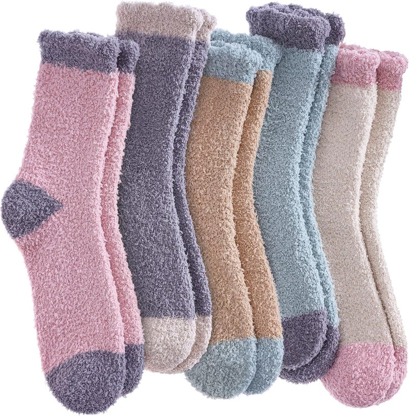 SDBING Fuzzy Socks for Women Soft Fluffy Home Sleeping Socks Cozy Warm Slipper Socks 6 or 5 Pairs - Image 1